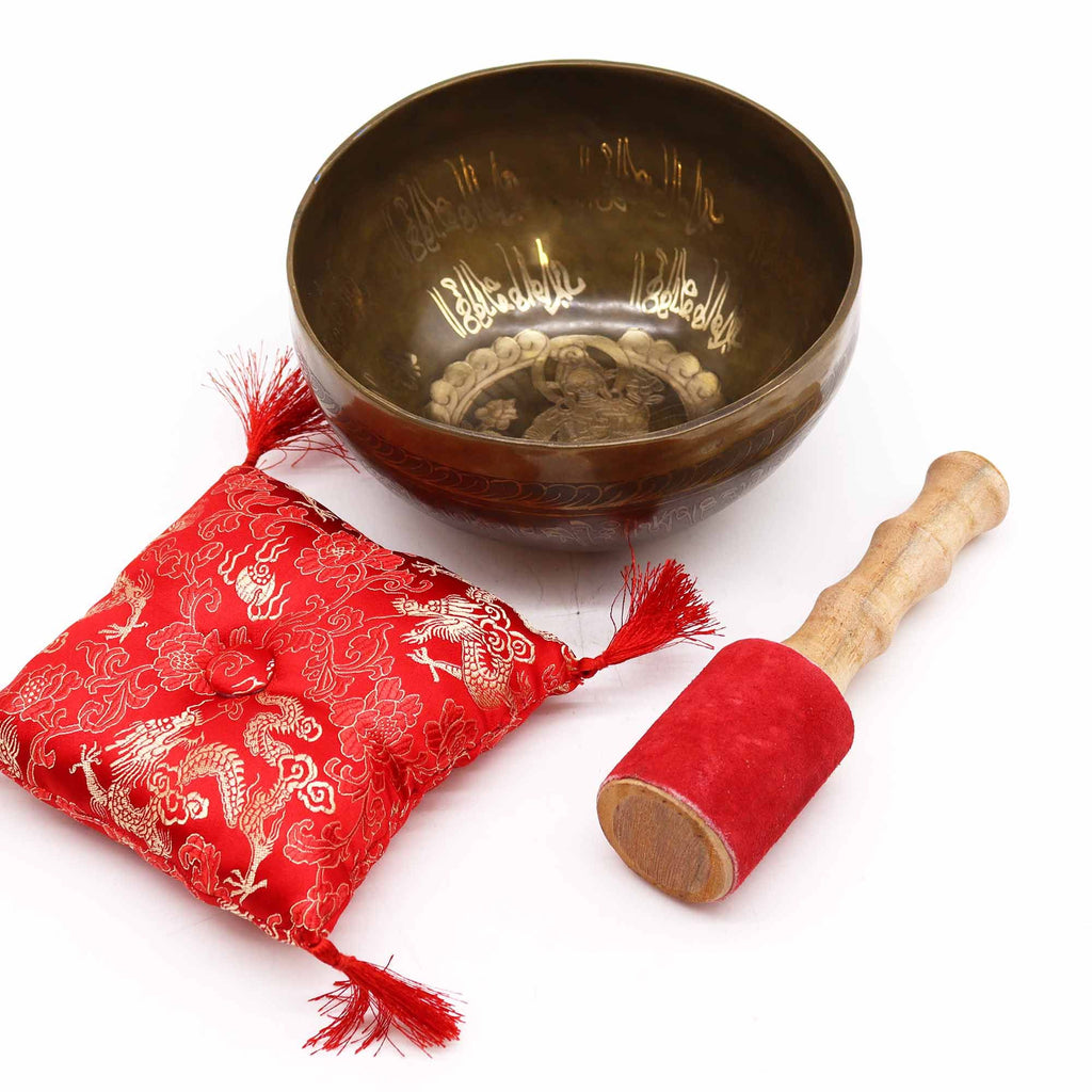 Brass Golden Tara Special Singing Bowl Set for Meditation Practice