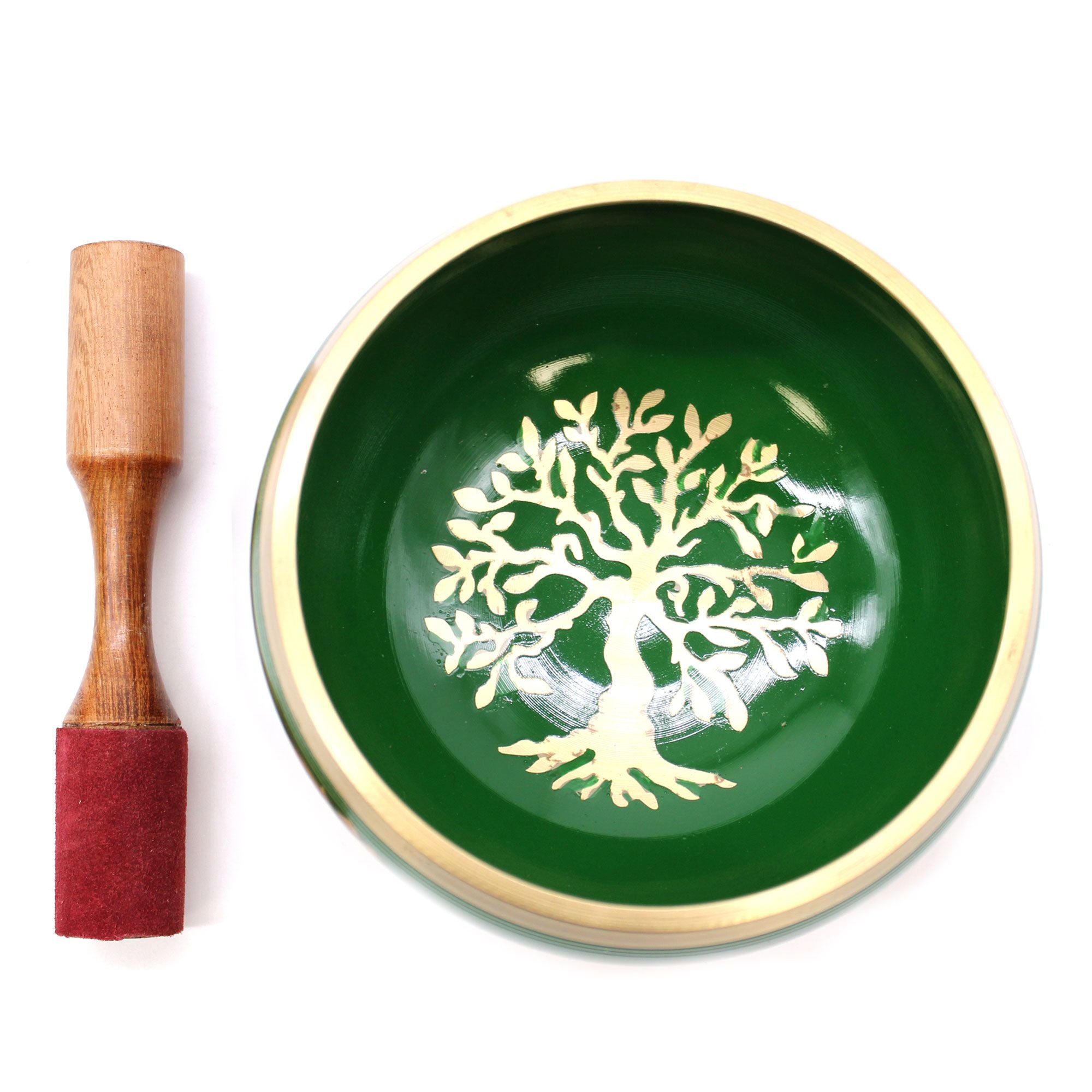 Large Green Tree of Life Singing Bowl Set for Home Decor 14cm