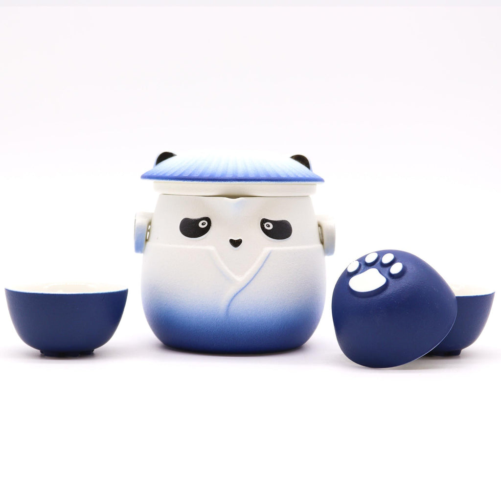 Panda Teapot Set with Three Cups in Sky Blue for Tea Lovers