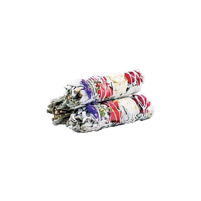 Happy Spirit Sage Smudge Stick with Floral Accents 10cm Long