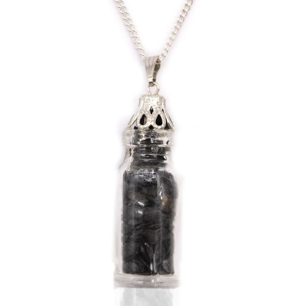 Bottled Gemstones Necklace with Black Onyx and Delicate Cap