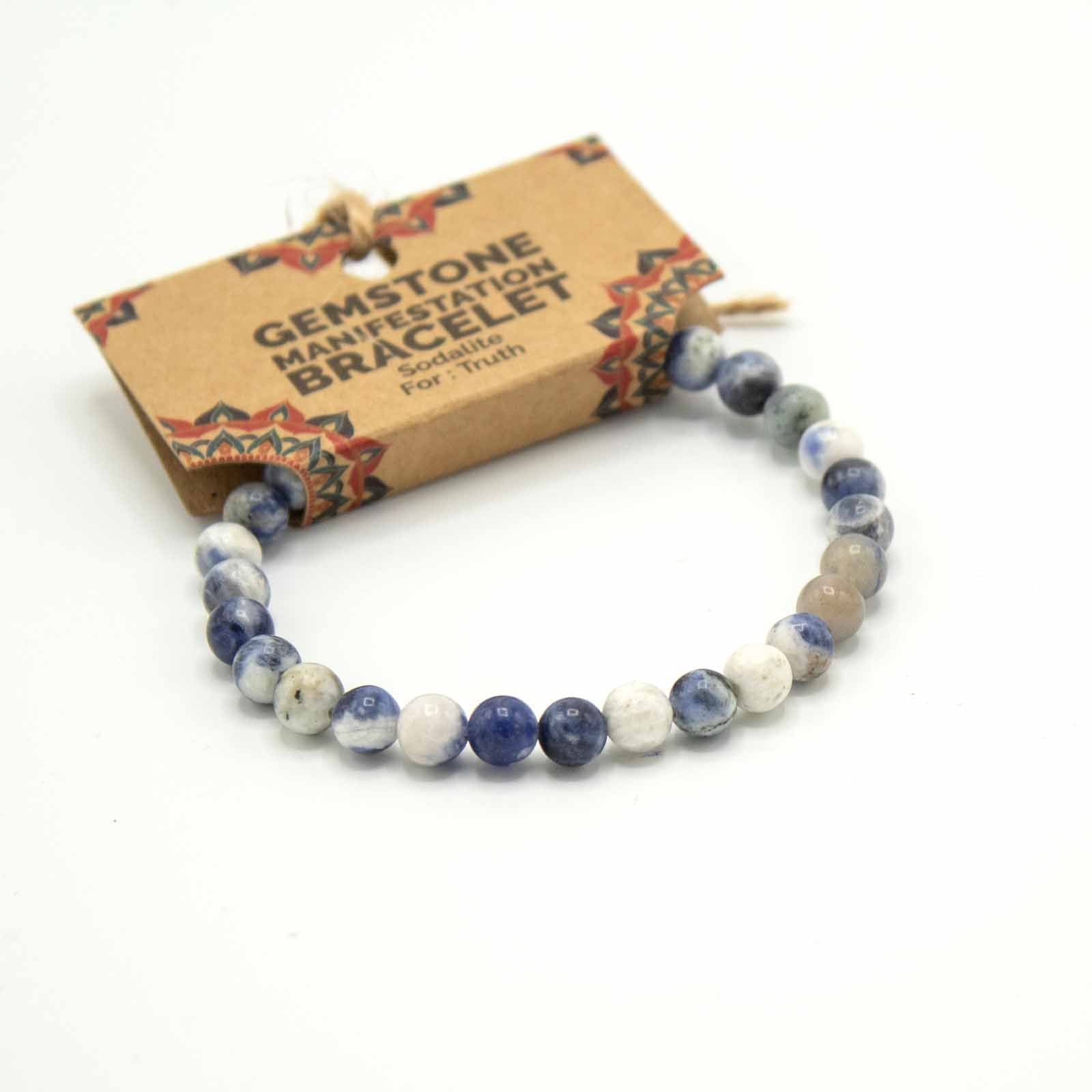 Sodalite Gemstone Manifestation Bracelet for Truth and Clarity