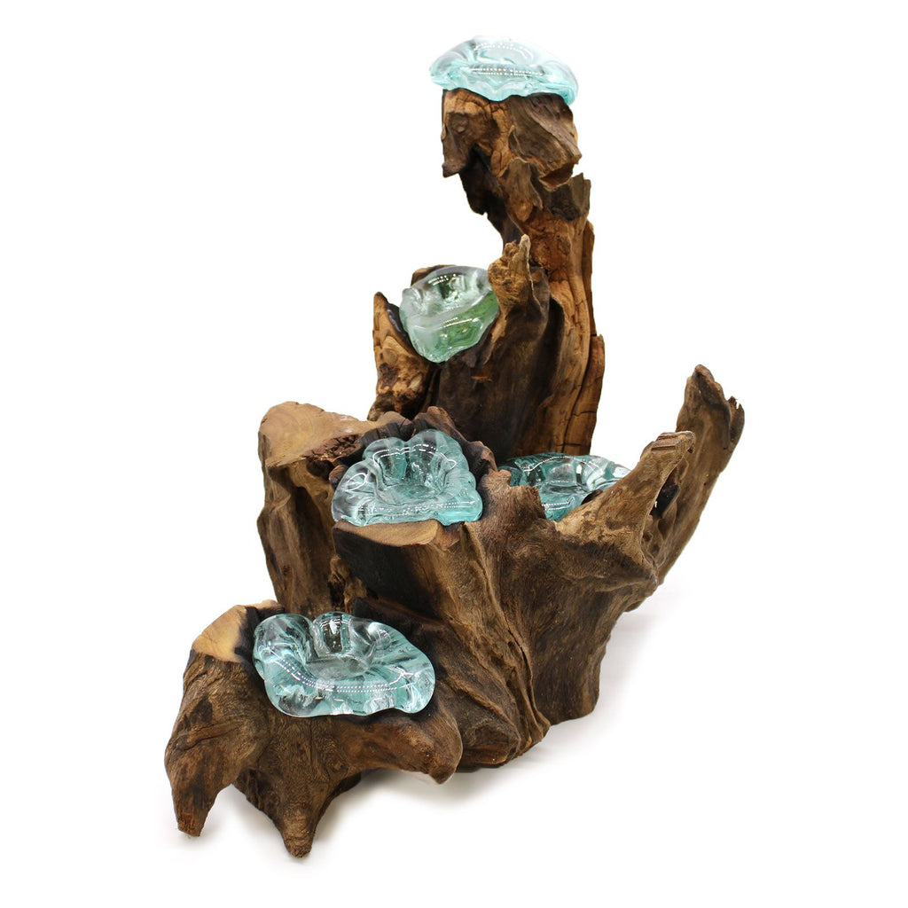 Molton Glass Five Candle Holder on Wood for Elegant Home Décor