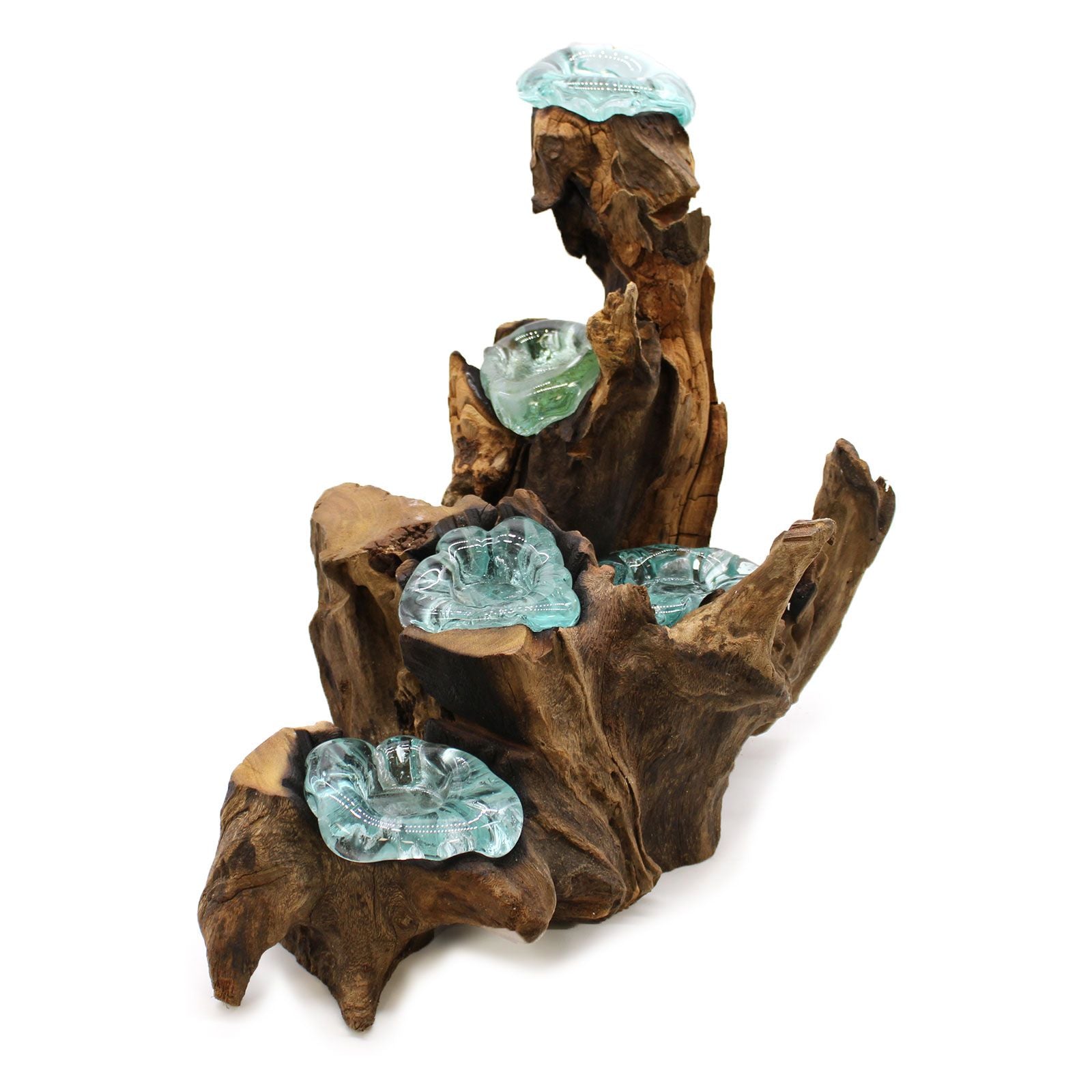Molton Glass Five Candle Holder on Wood for Elegant Home Décor