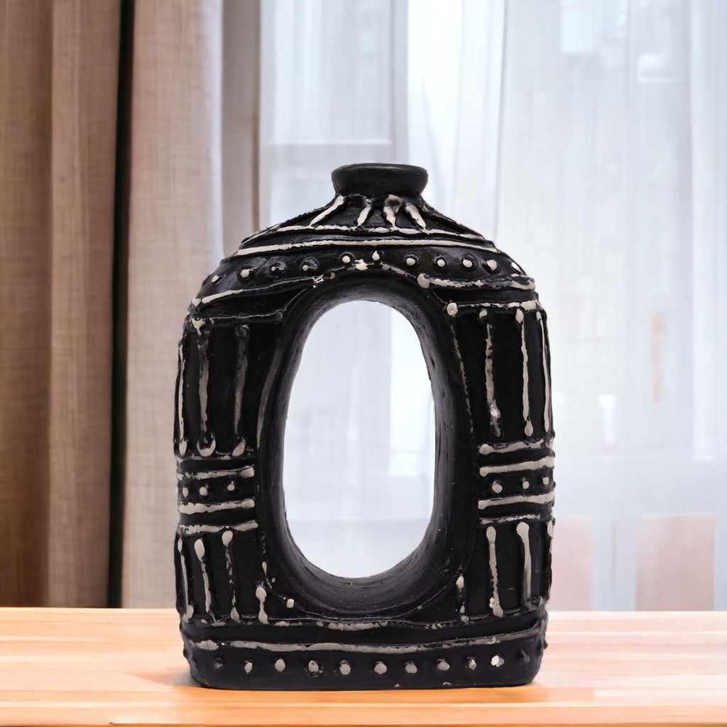 Oval Donut Shaped Chocolate Vase 23cm for Unique Home Decor Piece
