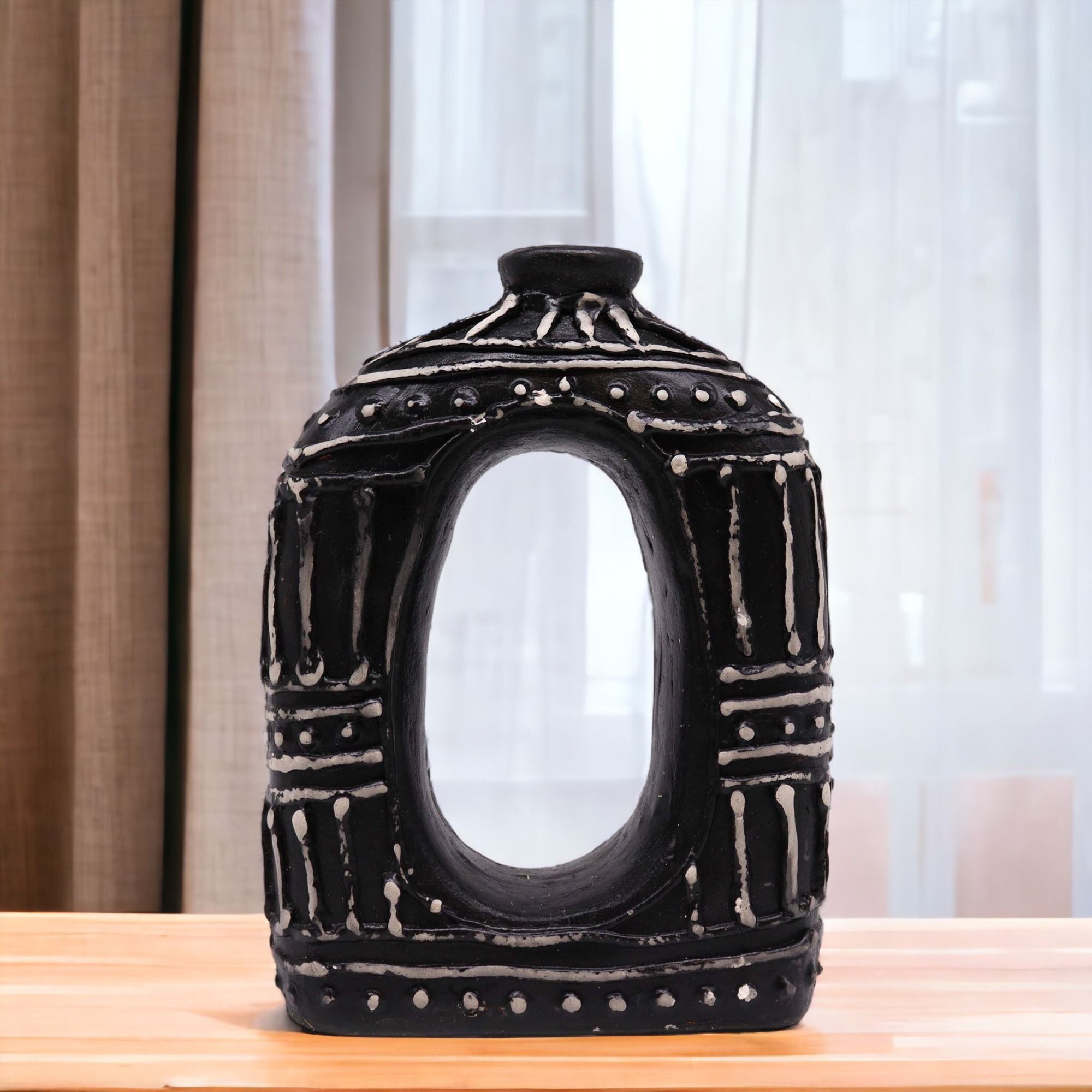Oval Donut Shaped Chocolate Vase 23cm for Unique Home Decor Piece