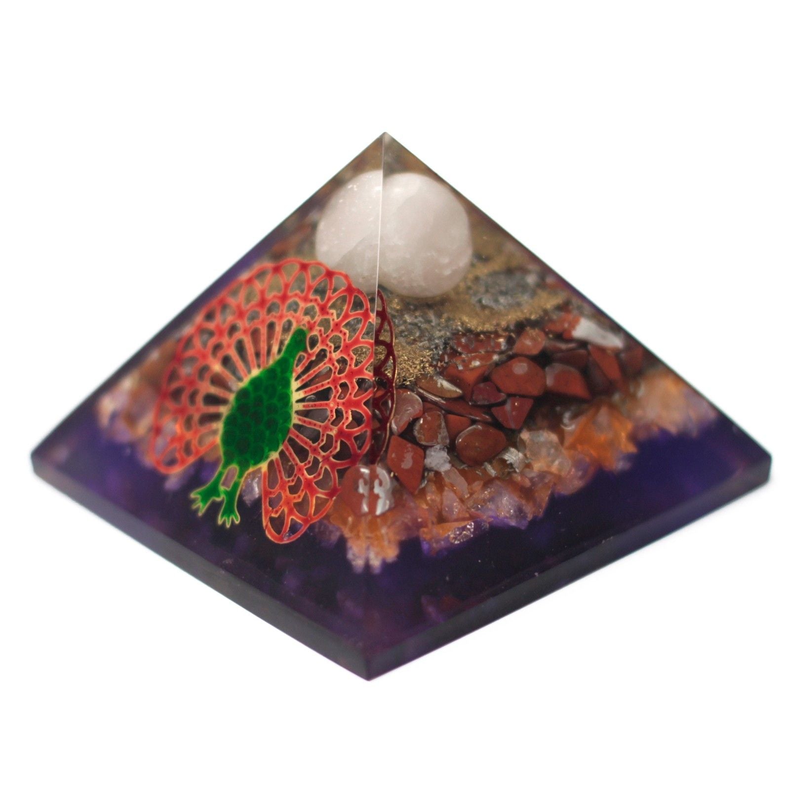 Large Organite Pyramid 80mm - Peacock