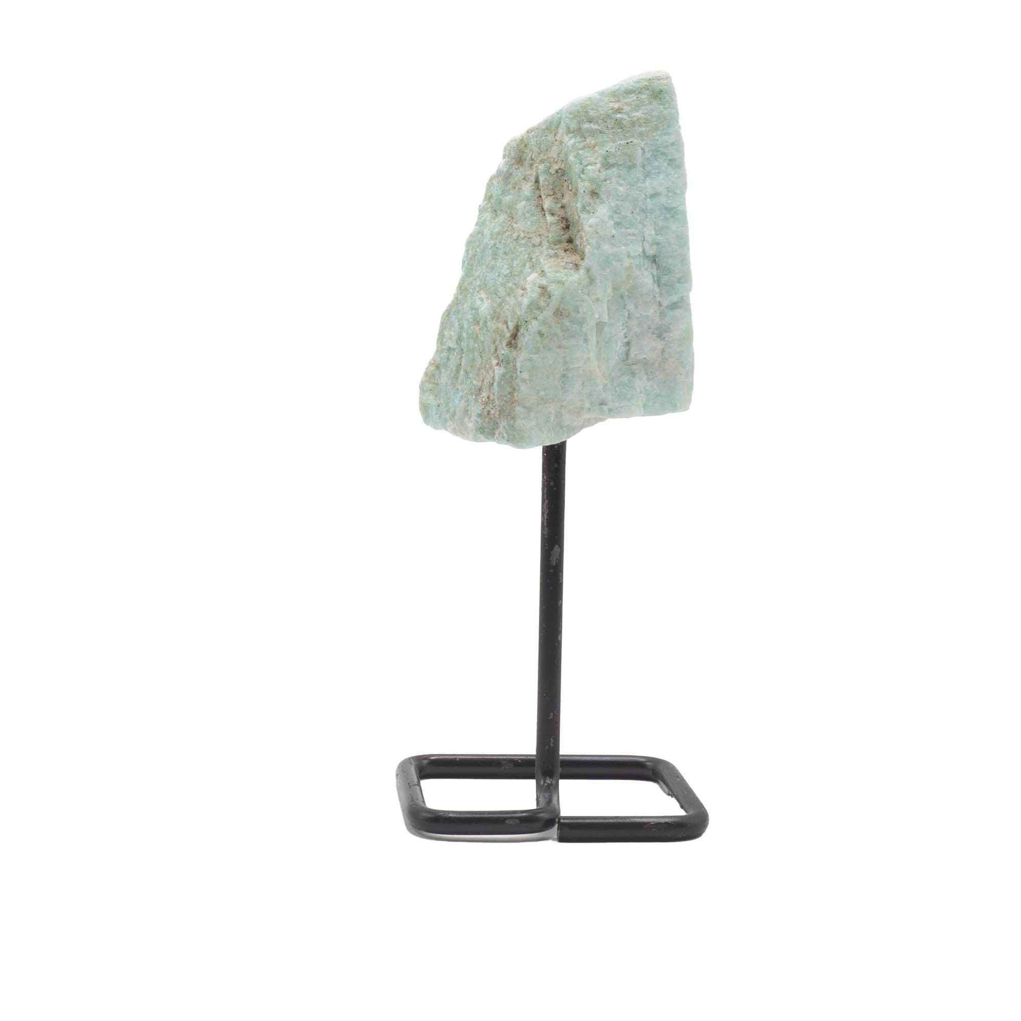 Amazonite Mineral Specimen on Metal Stand for Home Decor Display