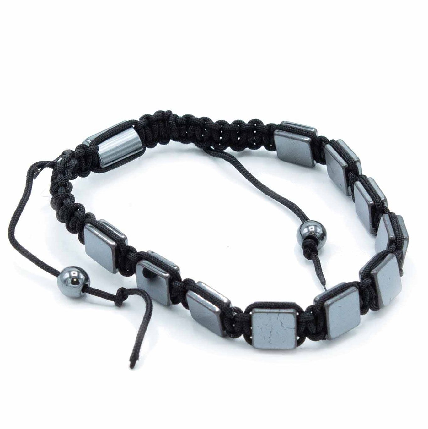Magnetic Hematite Shamballa Bracelet with Flat Cube Design