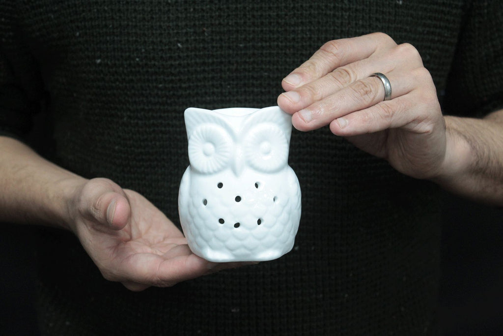 Classic White Tall Owl Oil Burner for Fragrance Oils and Wax Melts