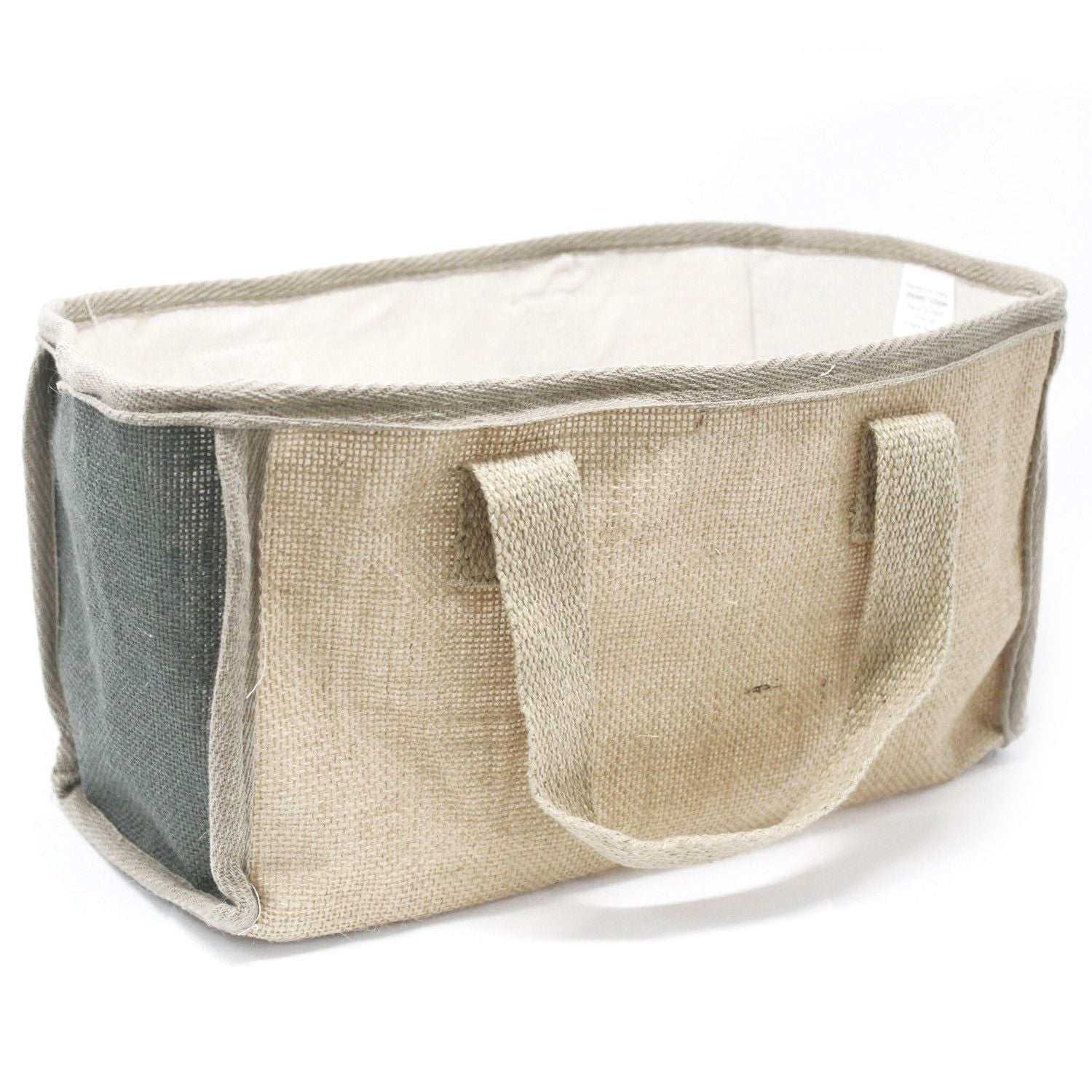 Charcoal Large Shopping Basket Eco Friendly Jute and Cotton Design