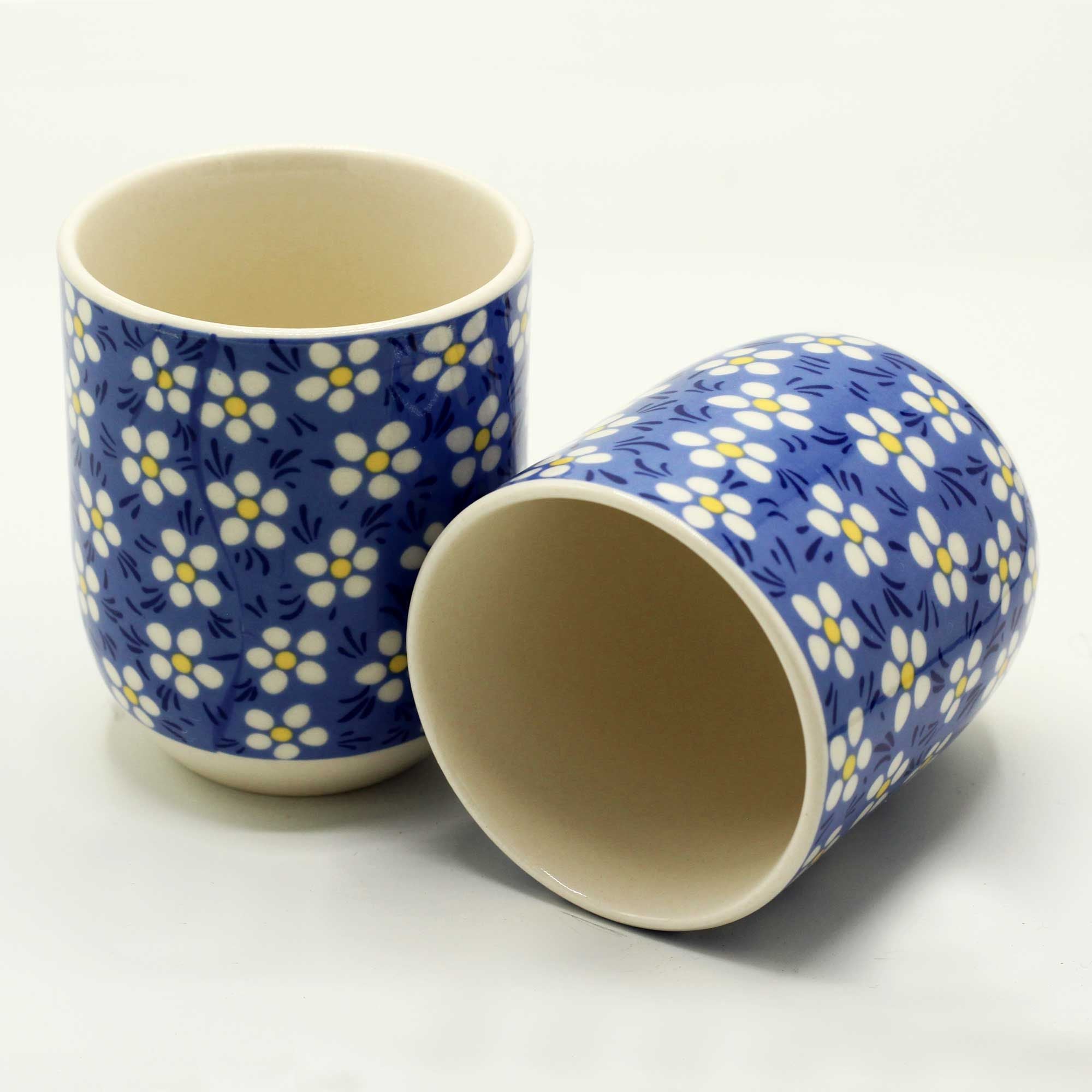 Herbal Tea Cups Blue Daisey Set for Elegant Tea Gatherings