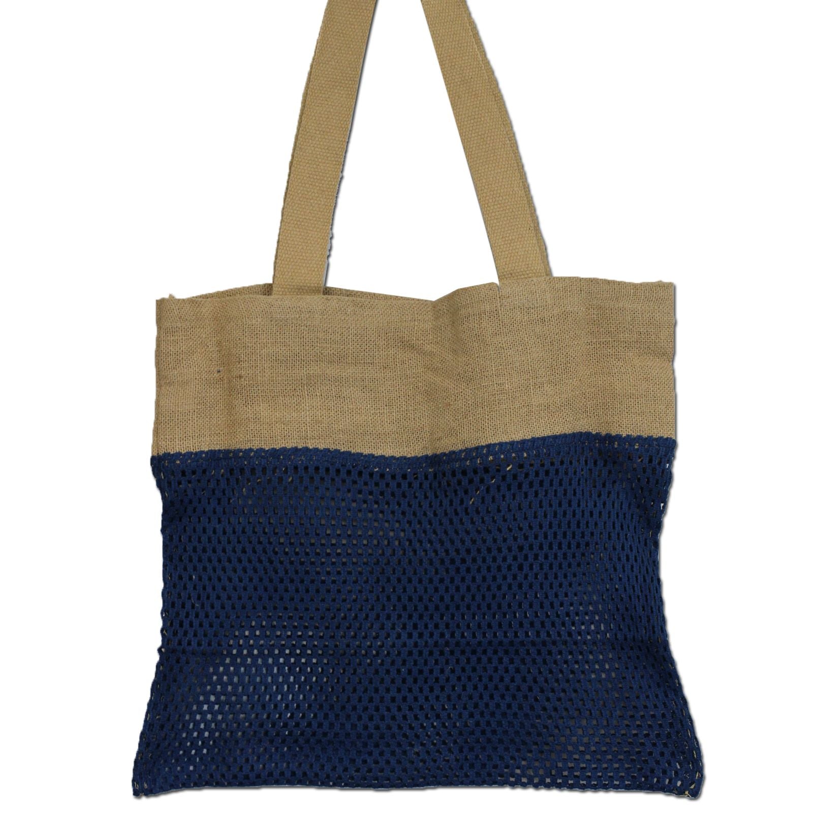 Pure Soft Jute and Cotton Mesh Bag in Denim for Daily Use