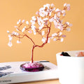 Lrg Gemstone Tree Rose Quartz on Pink Agate Base with 100 Stones