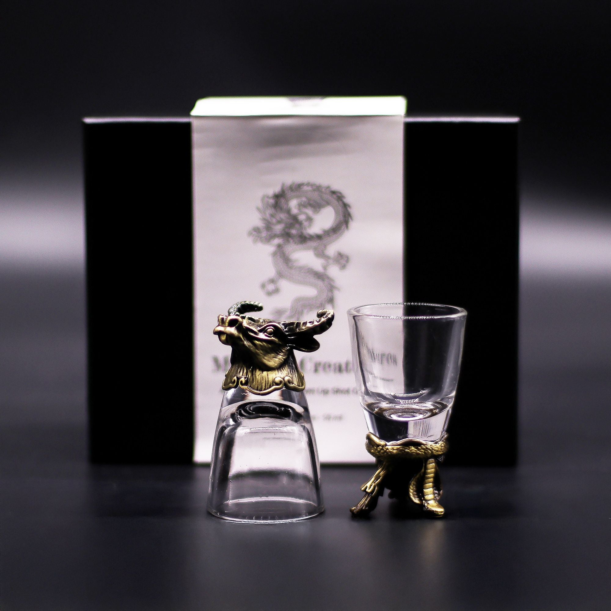 Gift Set of 6 Mystical Creatures Shot Glasses in Antique Bronze