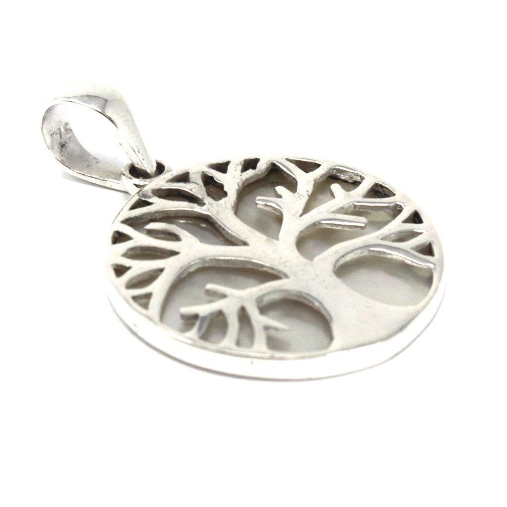 Tree of Life Silver Pendant 22mm with Mother of Pearl Design