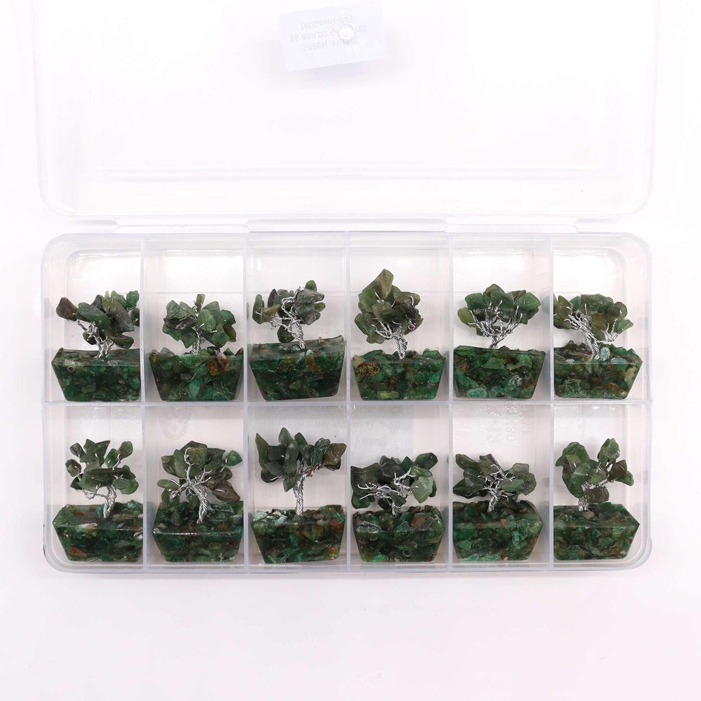 Mini Gemstone Tree on Orgonite Base with 15 Green Aventurine Stones