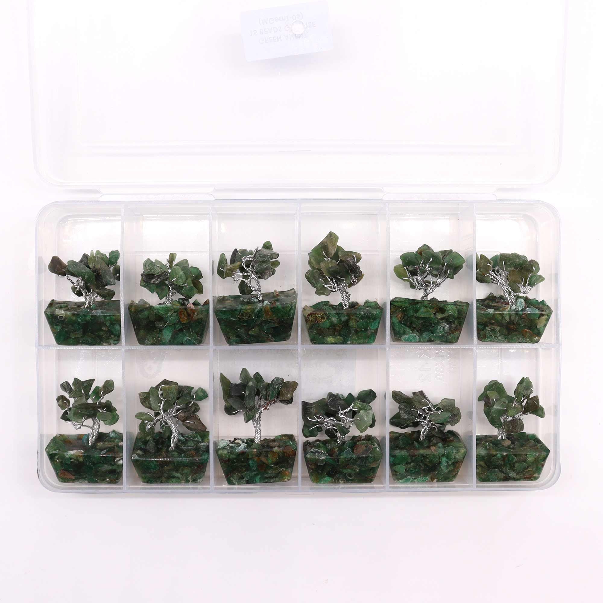 Mini Gemstone Tree on Orgonite Base with 15 Green Aventurine Stones