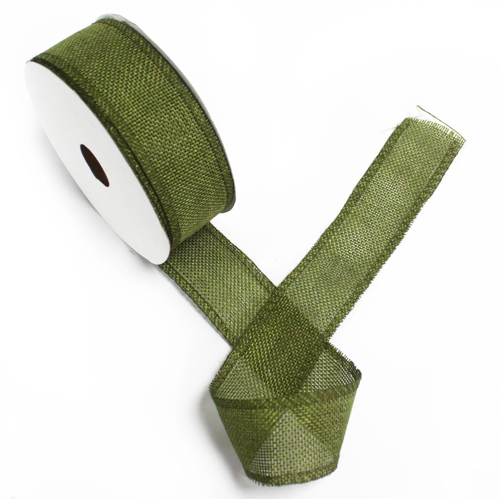 Natural Texture Ribbon 38mm x 20m Roll in Festive Xmas Green
