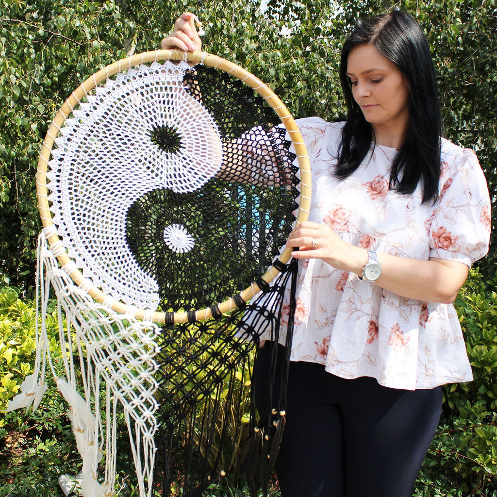 Bali Dream Catchers Extra Large Ying Yang 50cm for Home Decor
