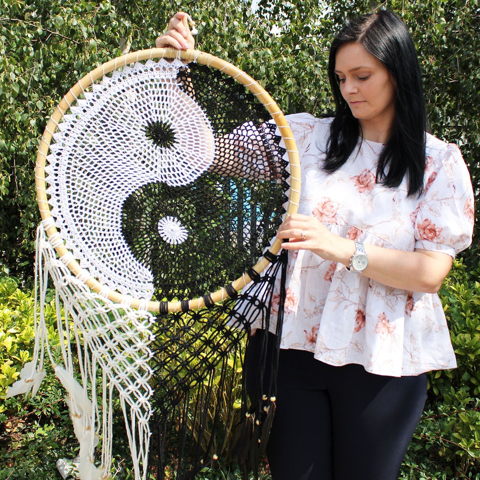 Bali Dream Catchers Extra Large Ying Yang 50cm for Home Decor