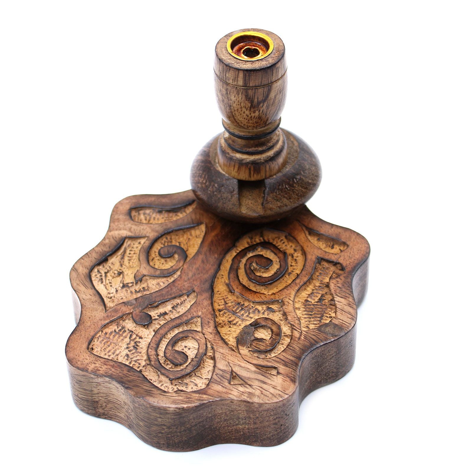 Small Mango Wood Backflow Burner with Tree of Life Design for Home