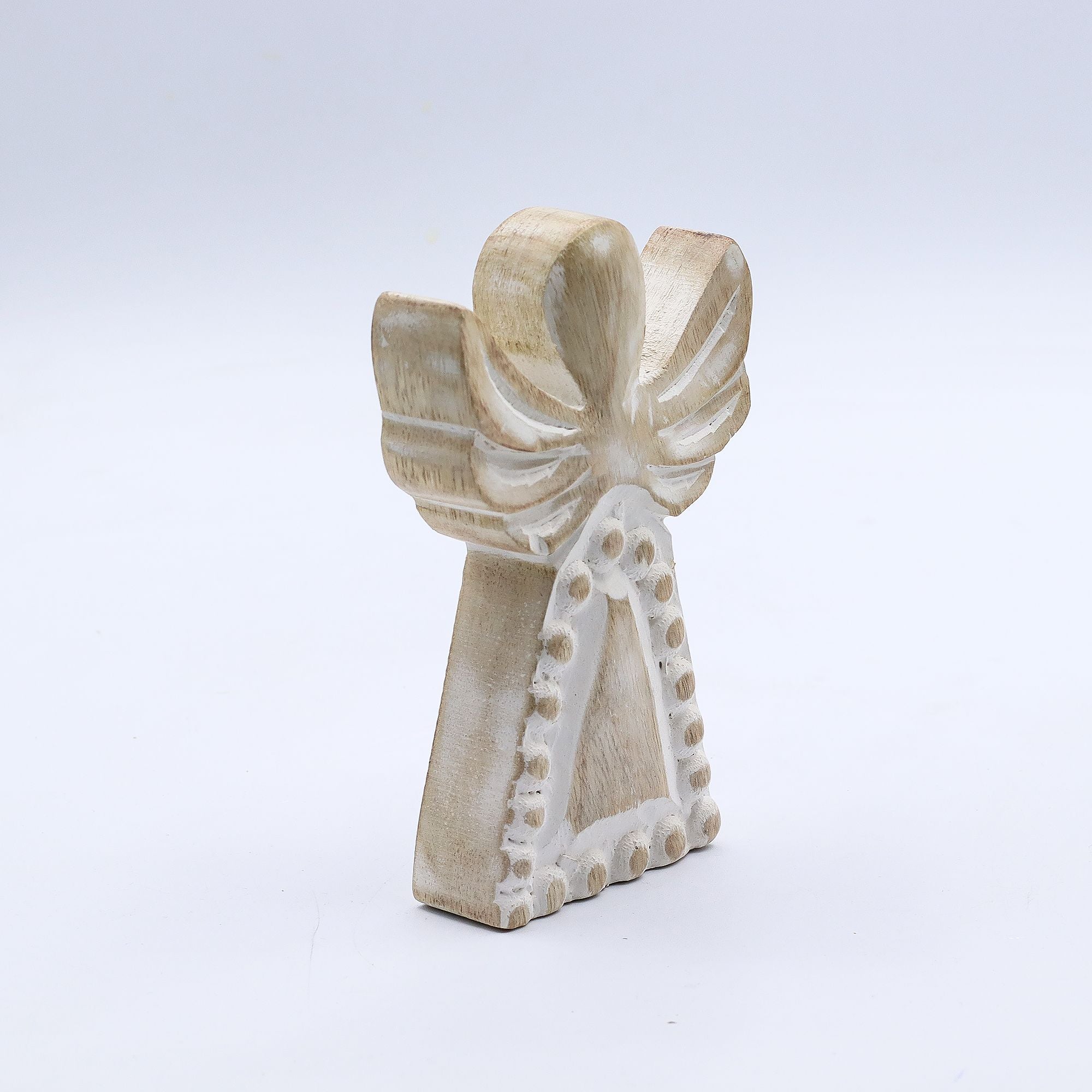 Mango Wood Angel Whitewash for Rustic Home Decor and Gifting