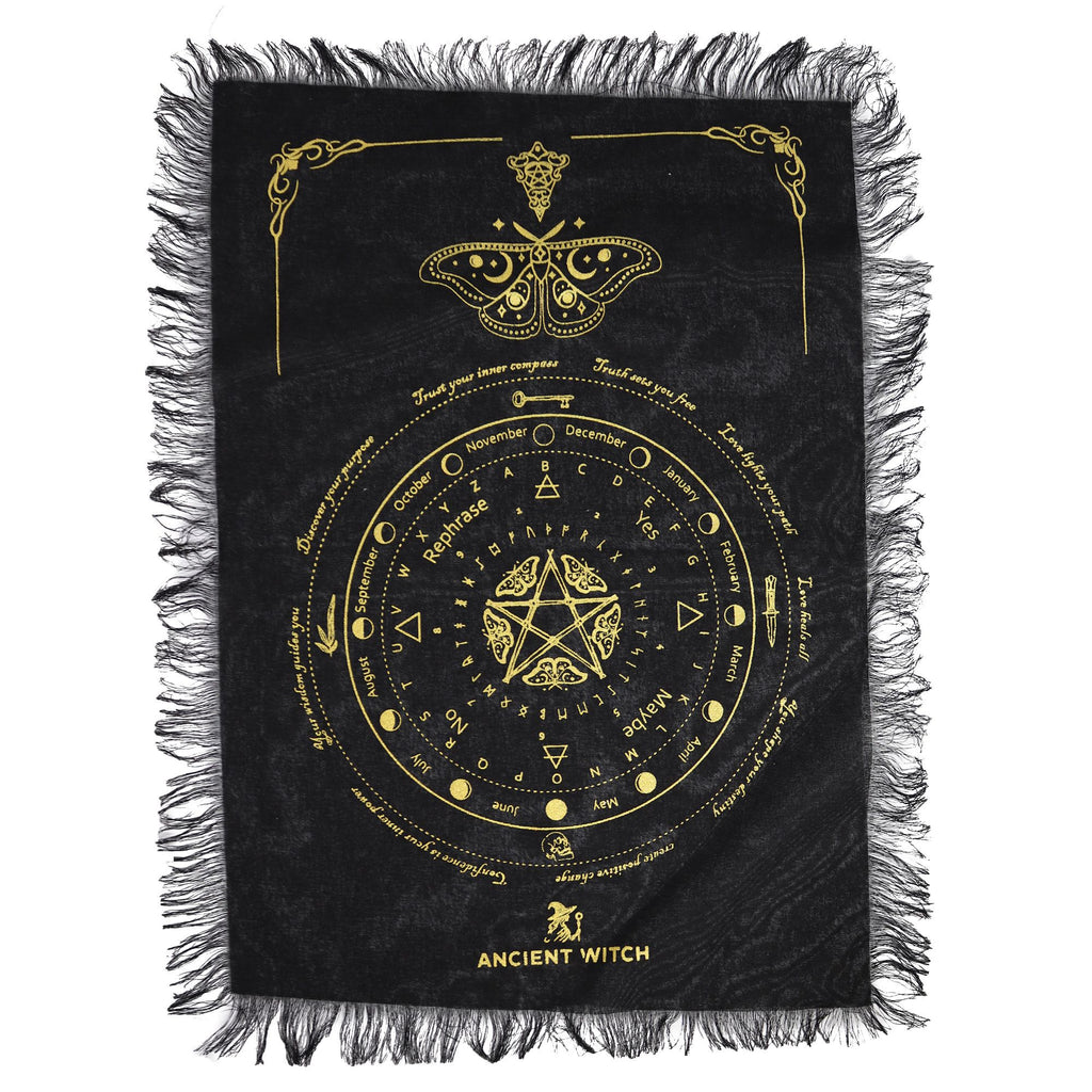 Ancient Witch Pendulum Divination Cloth with Mystic Moth Design