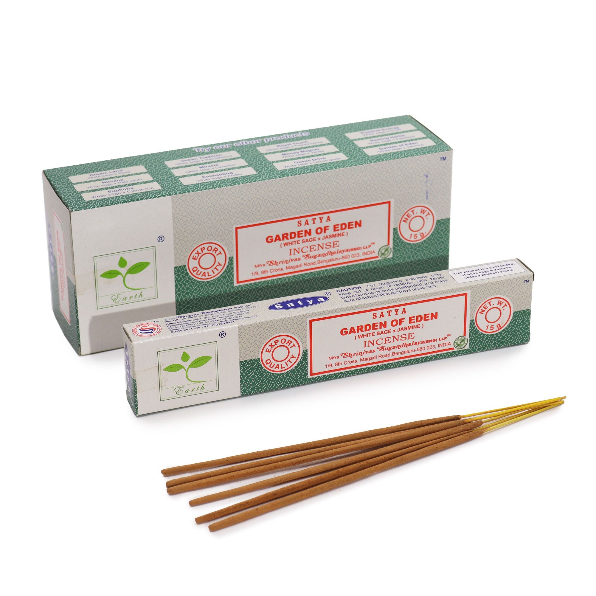 Satya Incense 15gm Garden of Eden with White Sage and Jasmine Sticks
