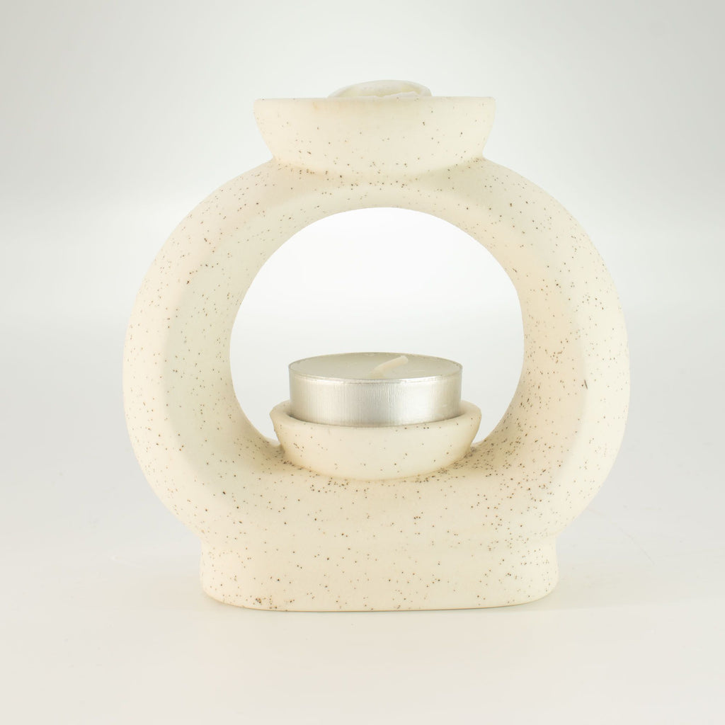 Ceramic Zen Oil Burner Large Oval Pebble Speckled Off White