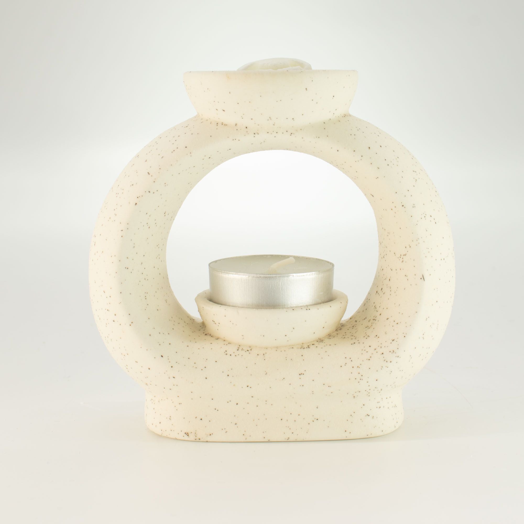 Ceramic Zen Oil Burner Large Oval Pebble Speckled Off White