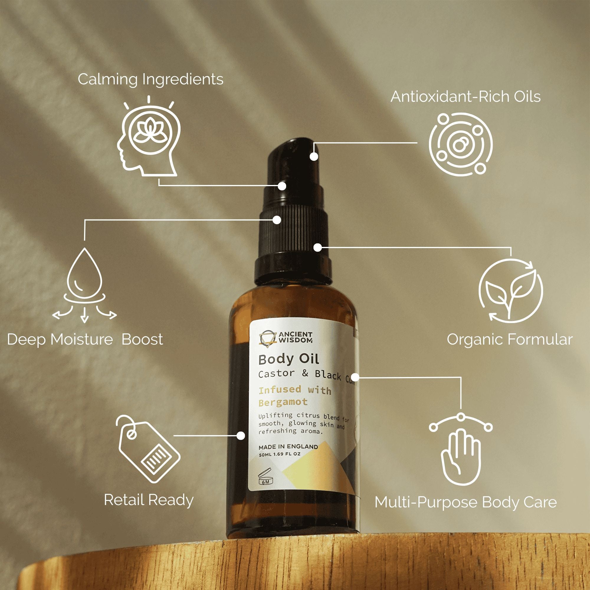 Organic Body Oil 50ml Bergamot for Deep Hydration and Nourishment