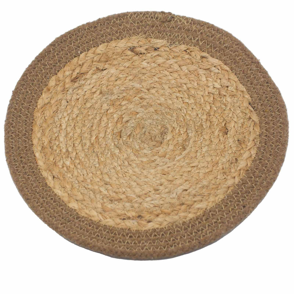 Natural Place Mat Jute and Cotton 30cm with Elegant Borders