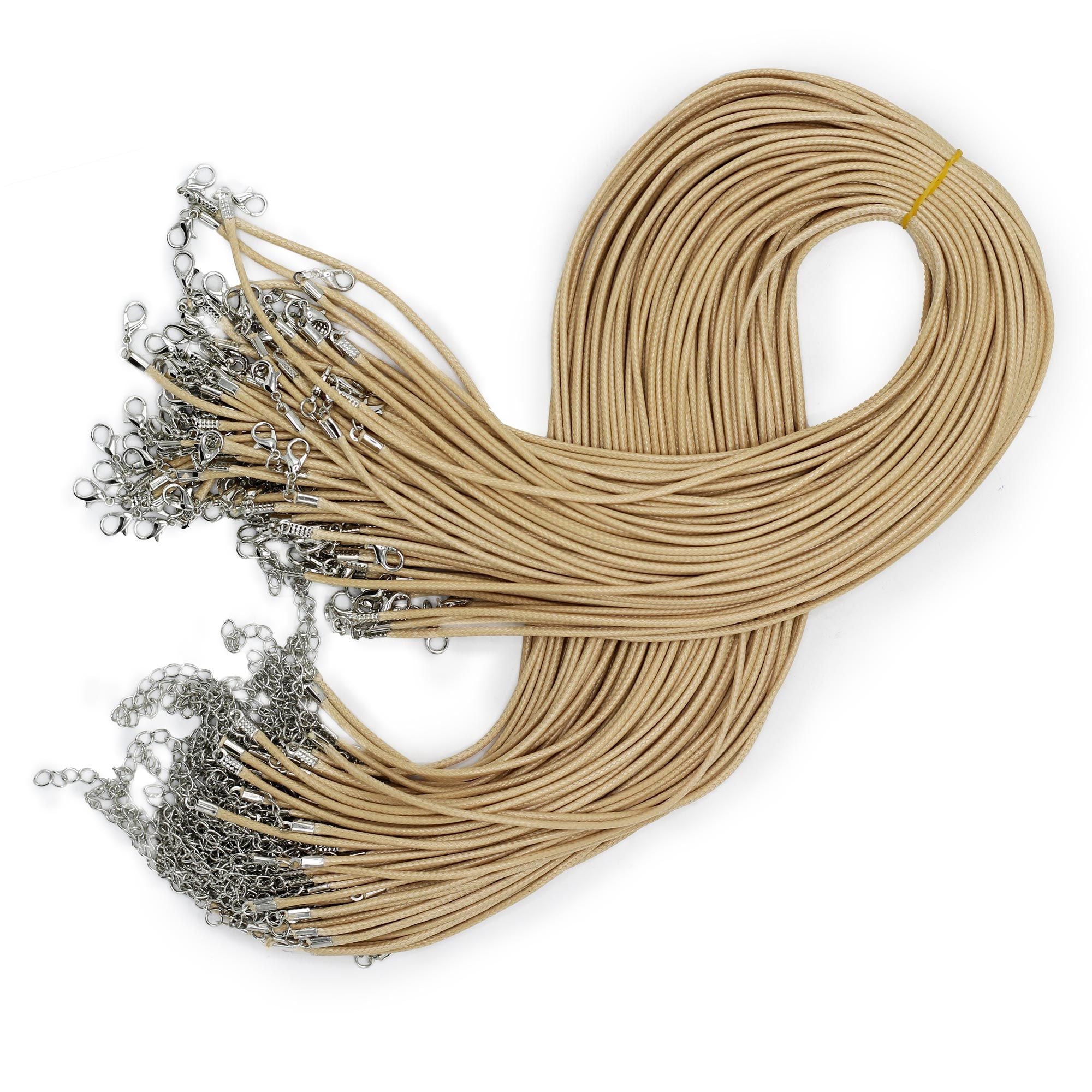 Waxed Pendant Cord 2mm x 55cm in Tan for Elegant Jewellery Making