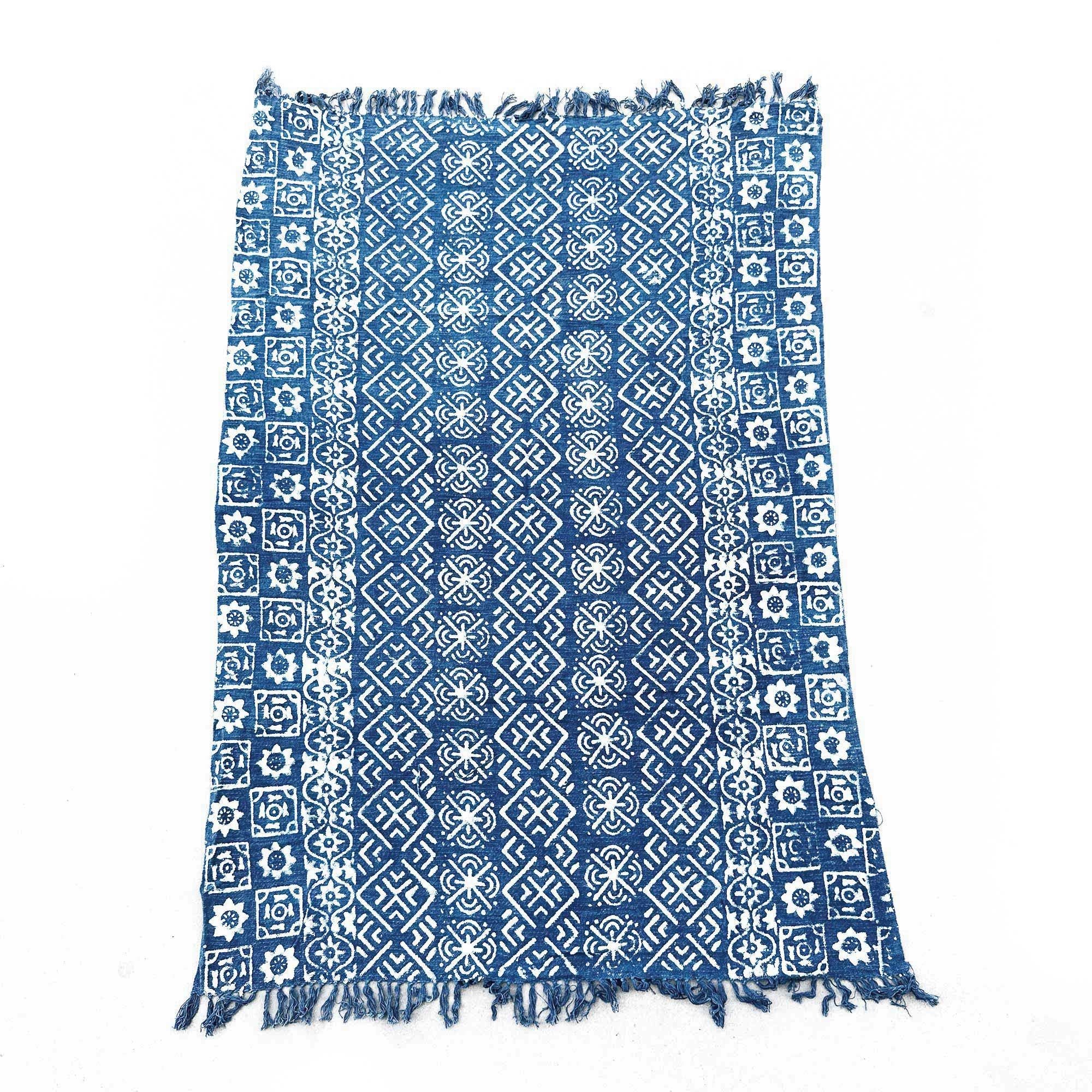 Handmade Indigo Throw with Desi Stripes for Home Decor Elegance