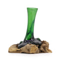 Recycled Beer Bottles Flower Vase on Wood for Home Decor