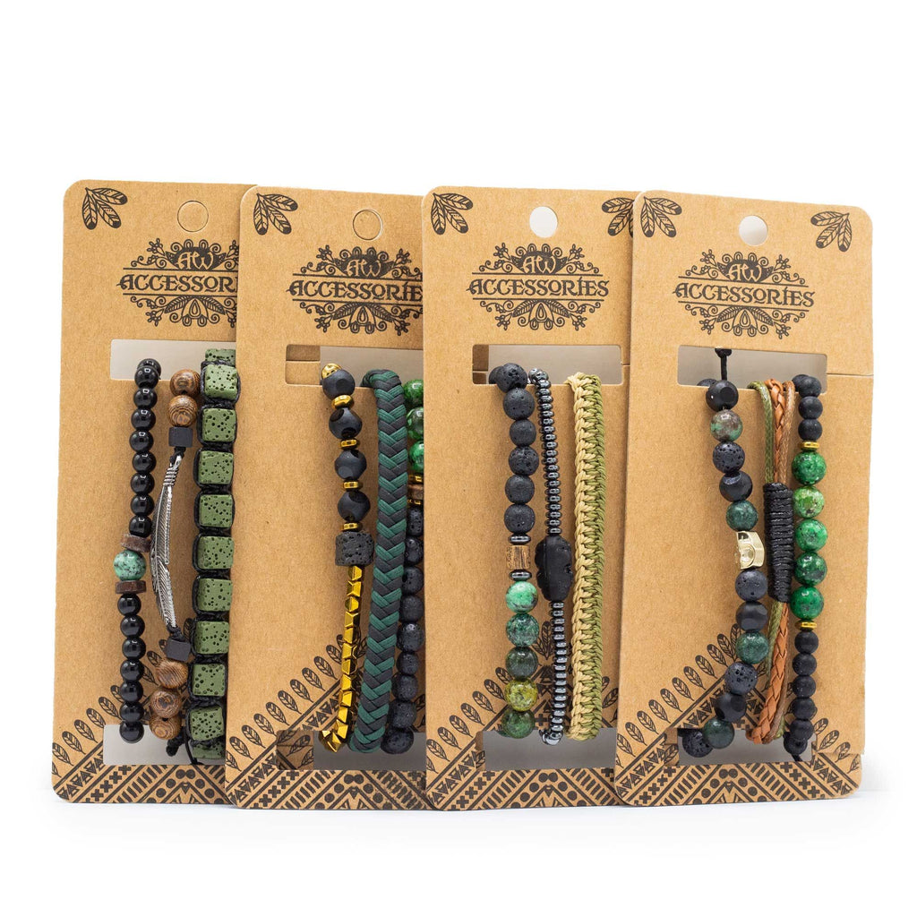 Mens Premium Bracelet Sets in Outdoor Greens for Rugged Style