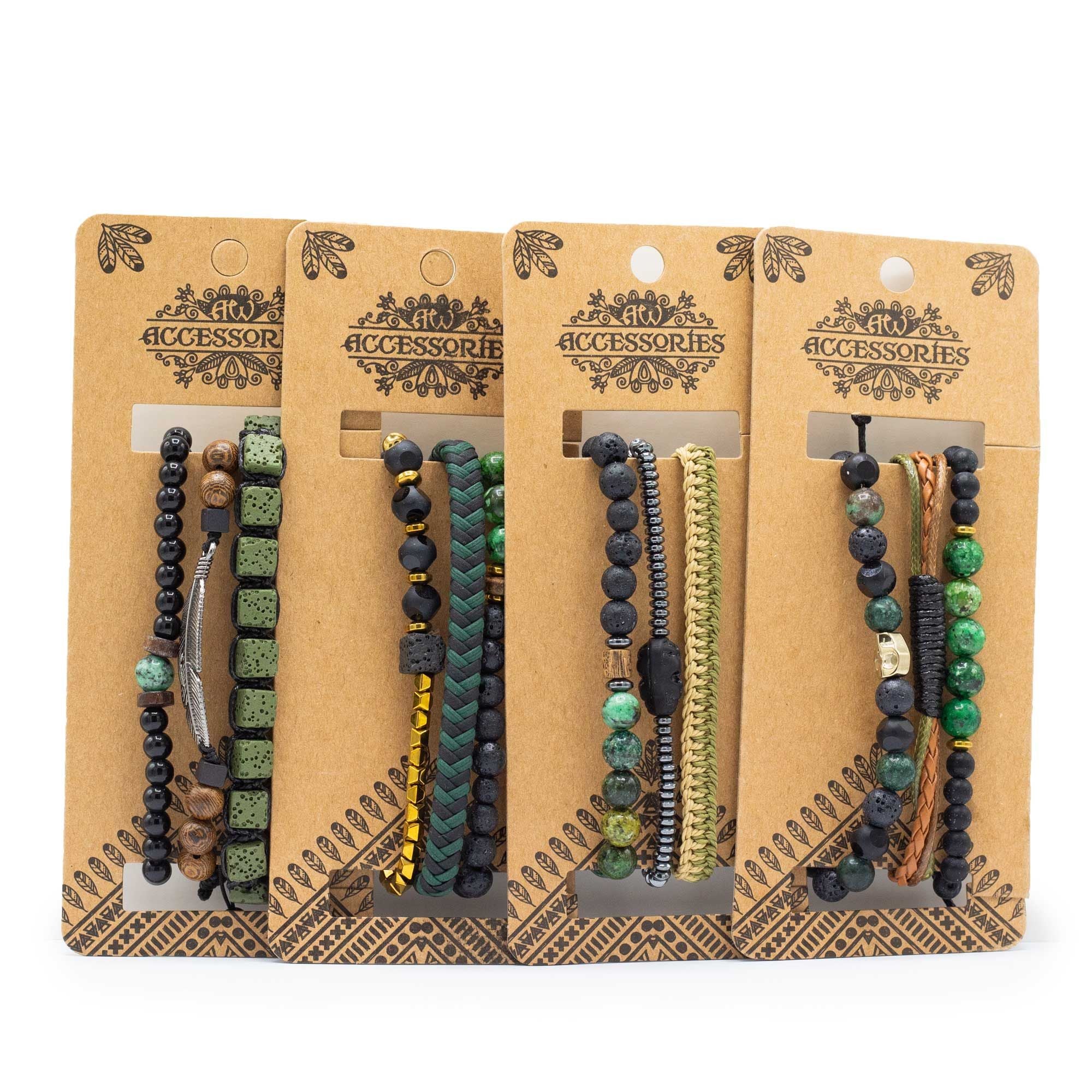 Mens Premium Bracelet Sets in Outdoor Greens for Rugged Style