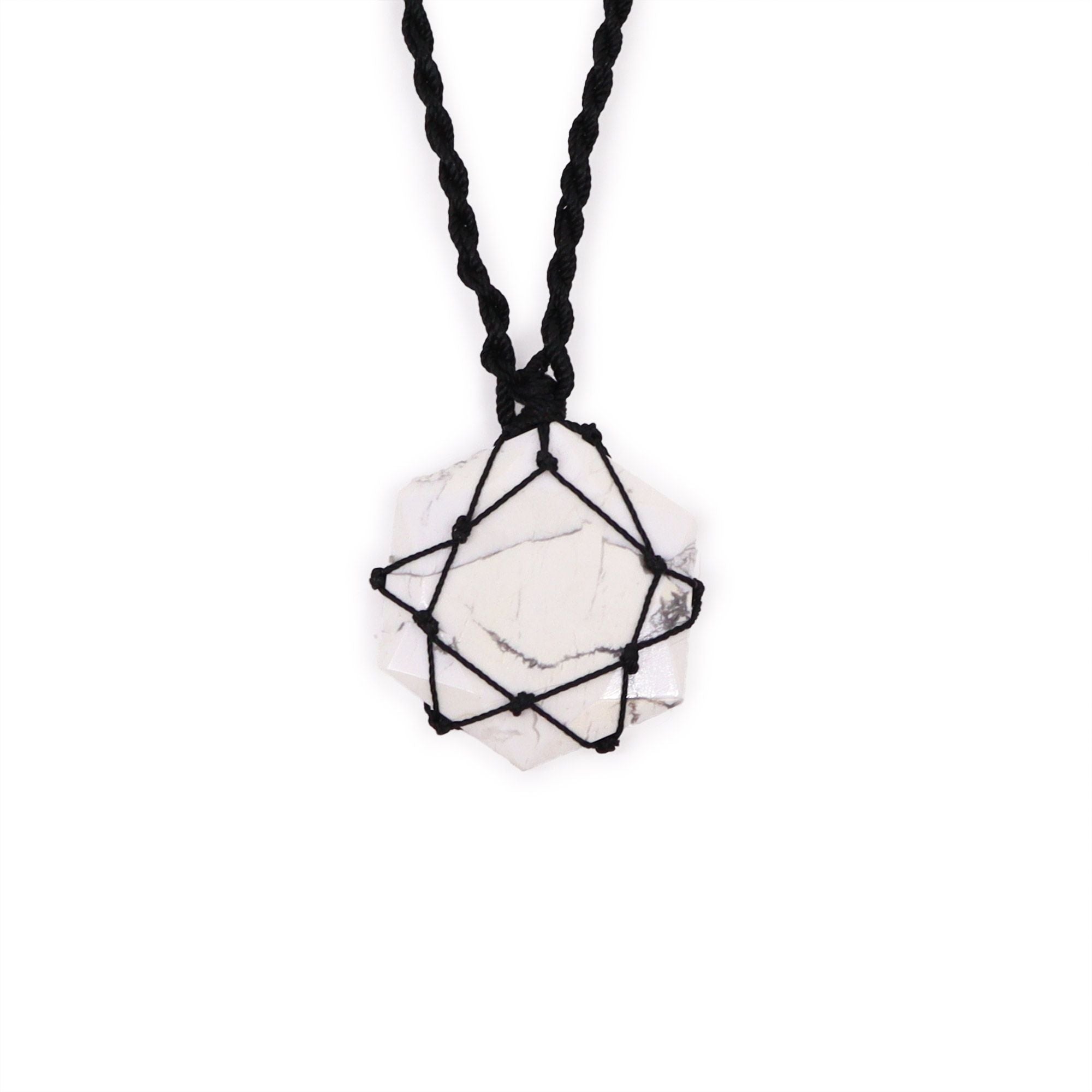 Laced Gemstone Hexagon Pendant with White Howlite Charm