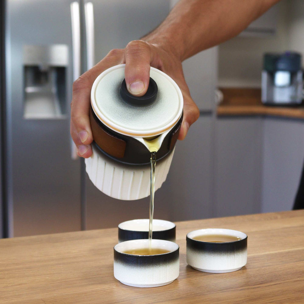 Travel Ceramic Teapot Set with Three Cups for Tea Lovers