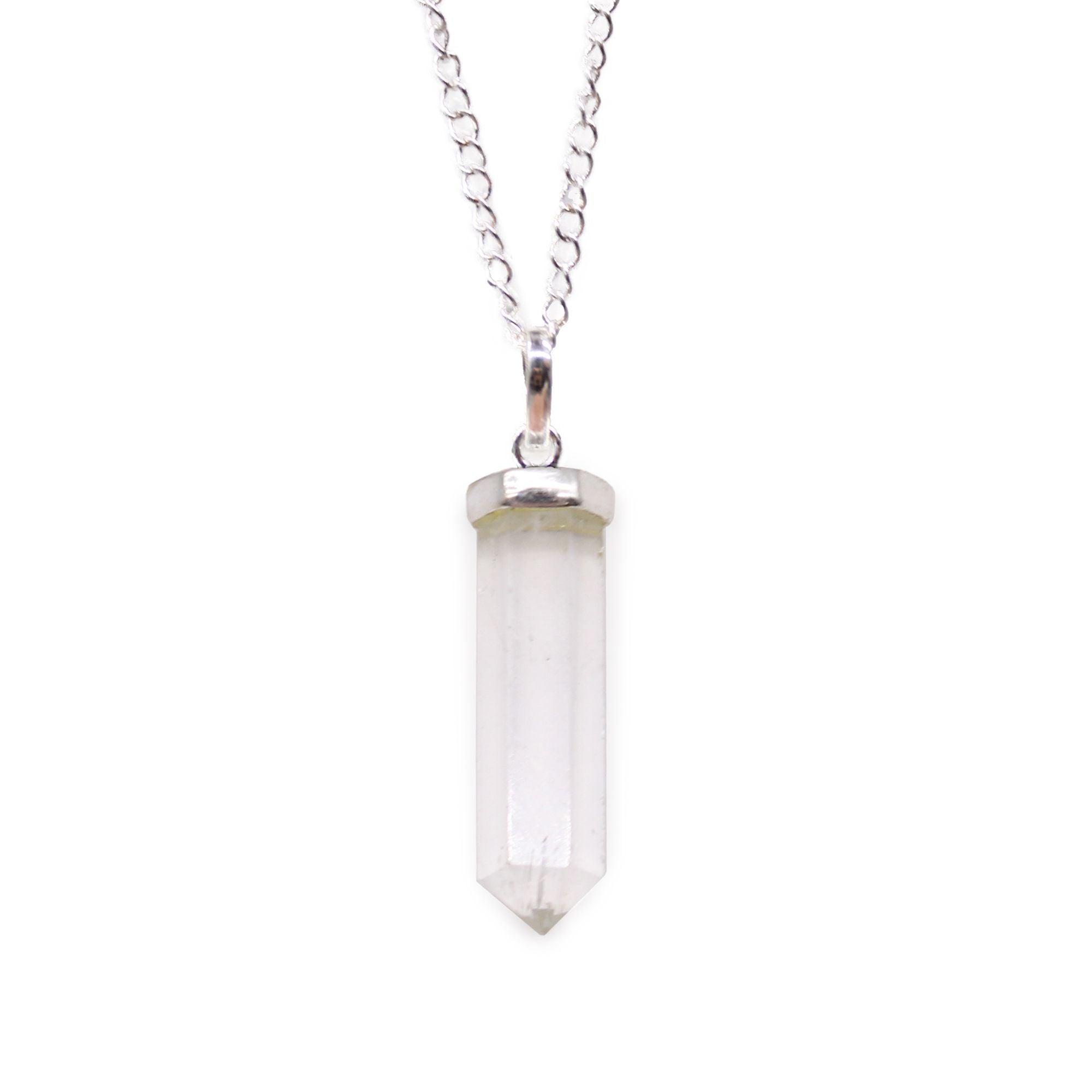 Gemstone Classic Point Pendant in Rock Quartz for Everyday Wear