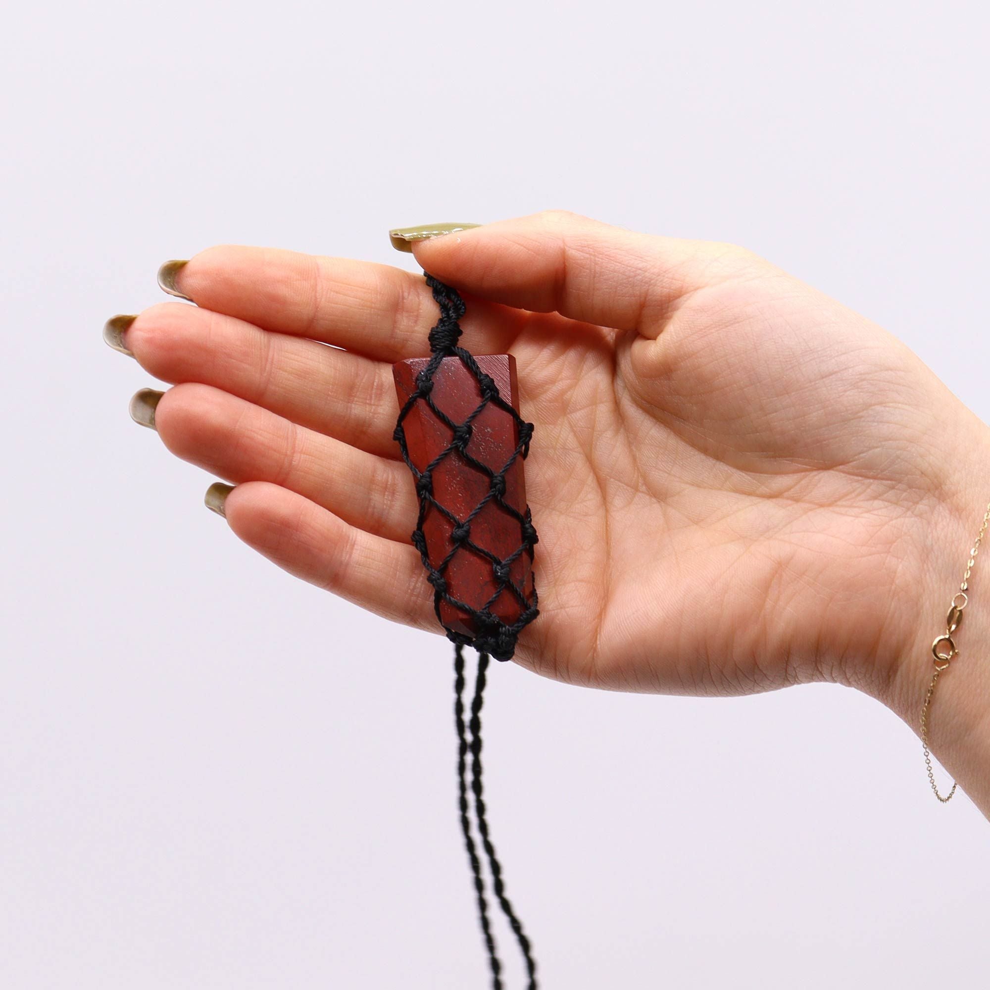 Laced Gemstone Flat Point Pendant with Stunning Red Jasper