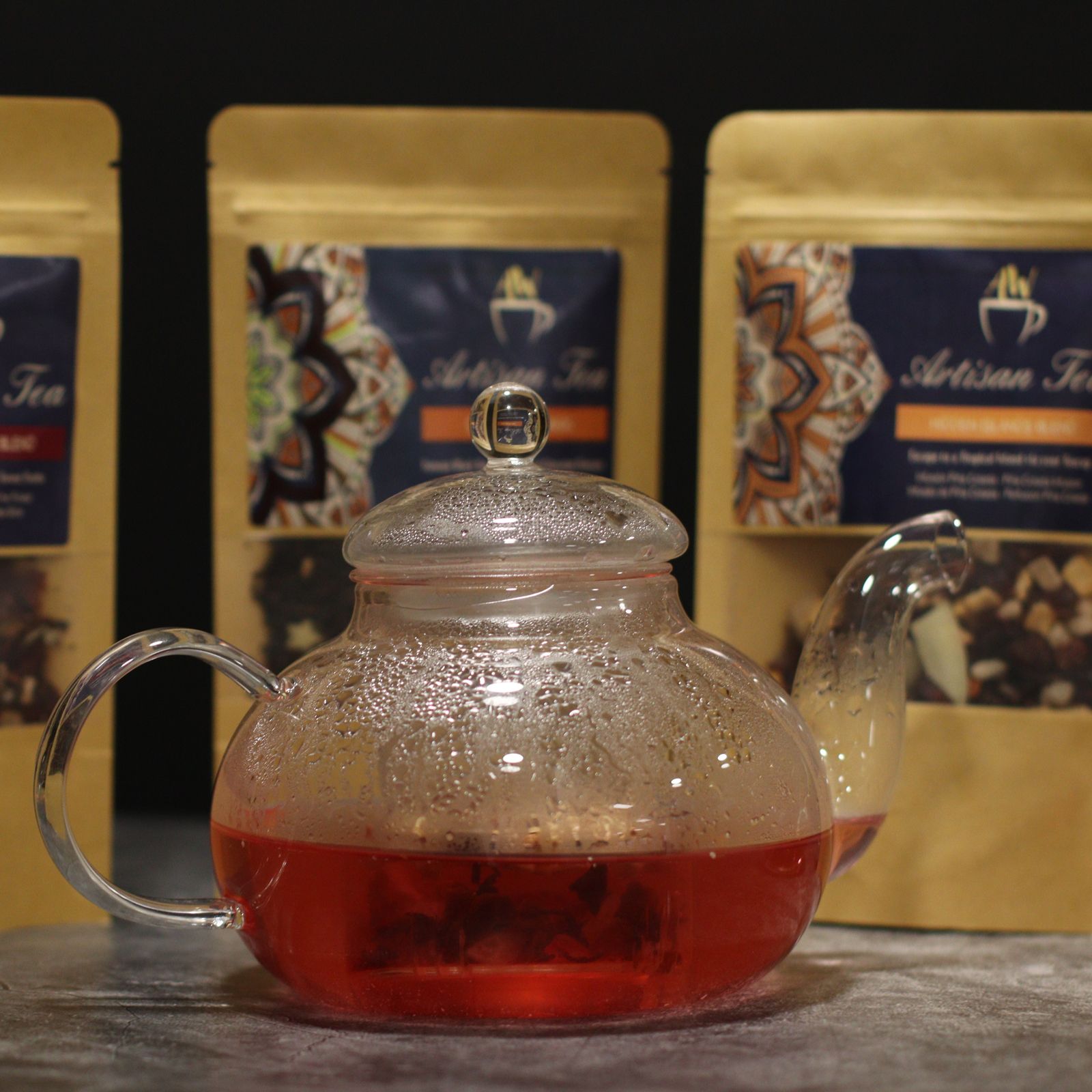 Glass Infuser Teapot Round Pearl 400ml with Gift Box