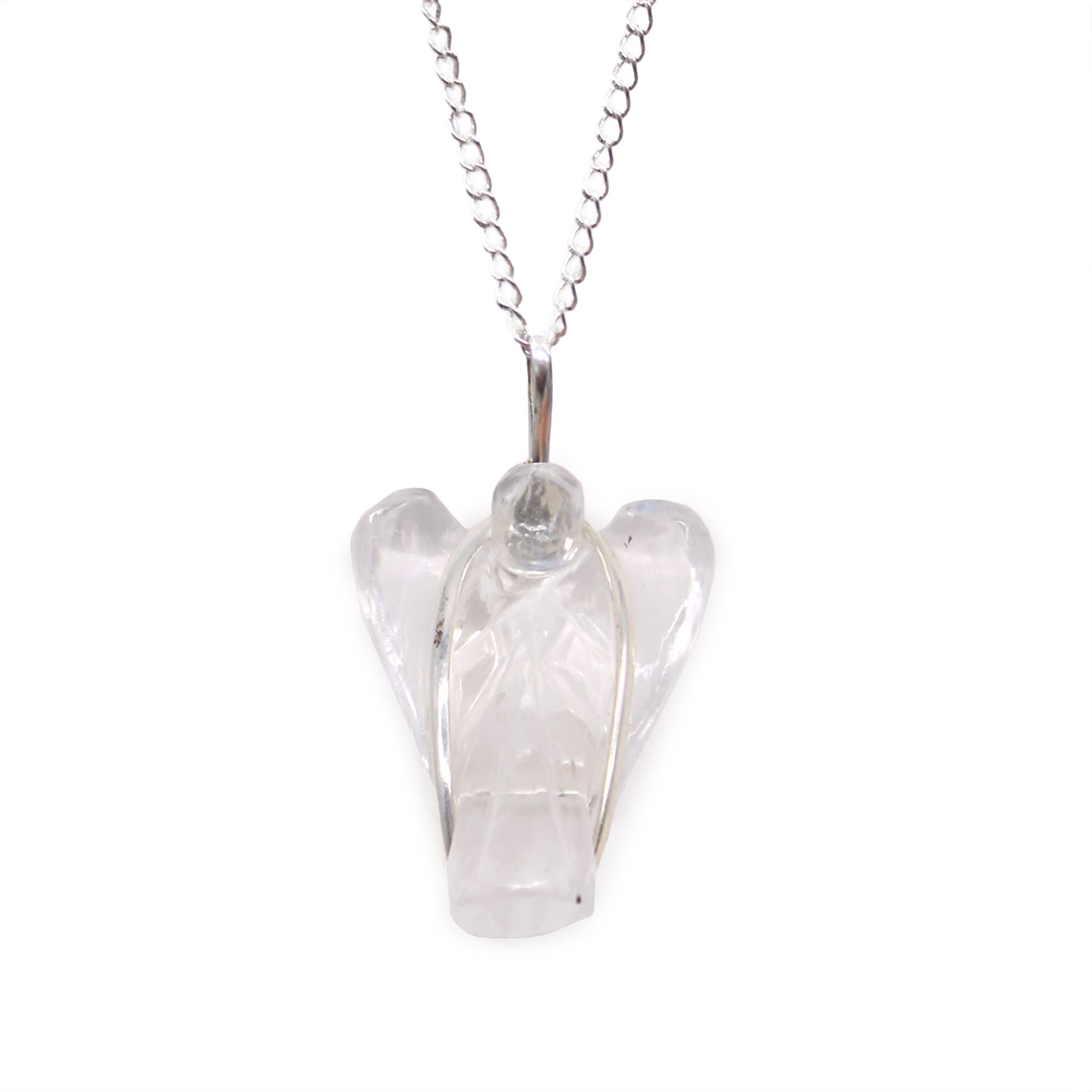 Gemstone Guardian Angel Pendant with Rock Quartz Design