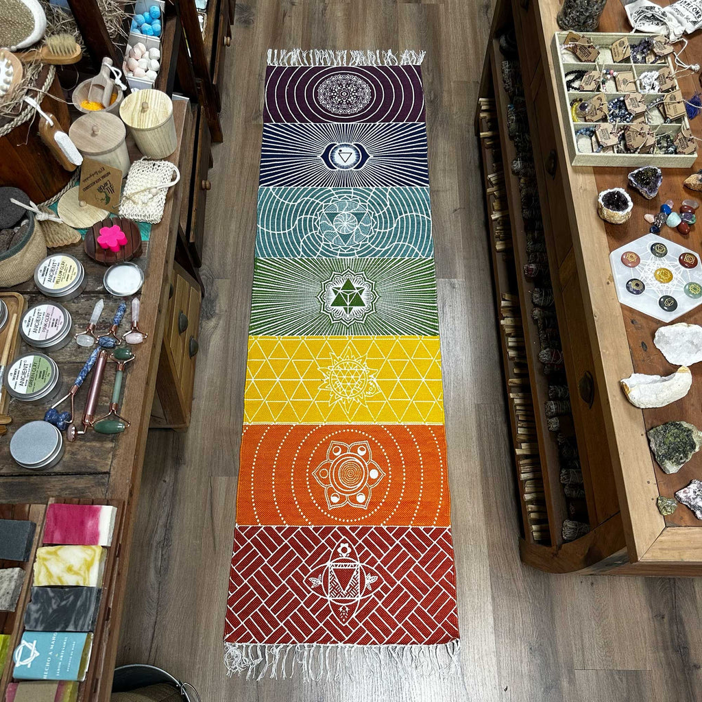 Yoga Rug 60x200cm with 7 Chakras Design for Versatile Use