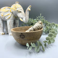 Wooden Smudge and Ritual Offerings Bowl with Four Elements Design