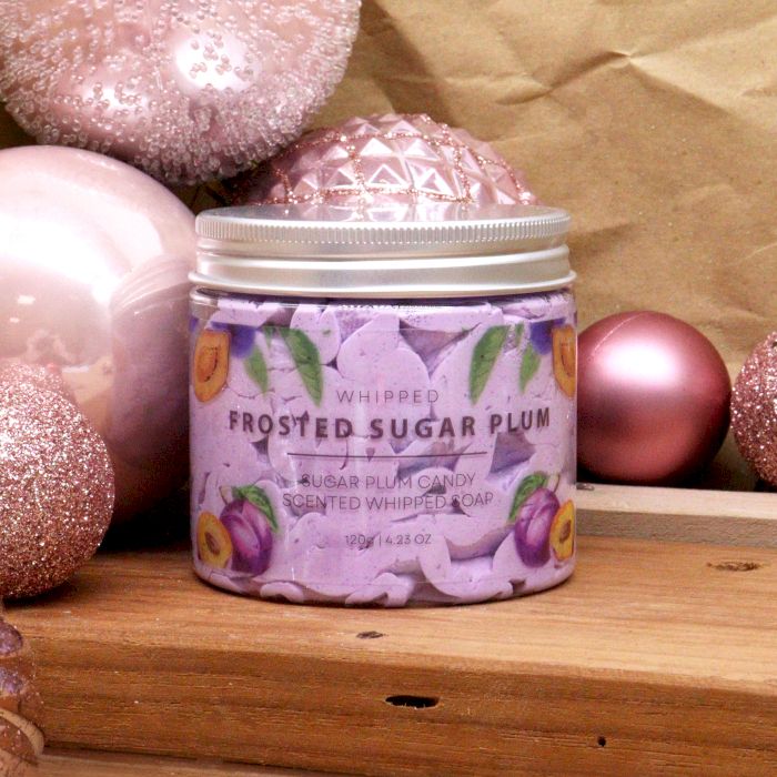 Frosted Sugar Plum Whipped Soap 120g with Glittering Finish