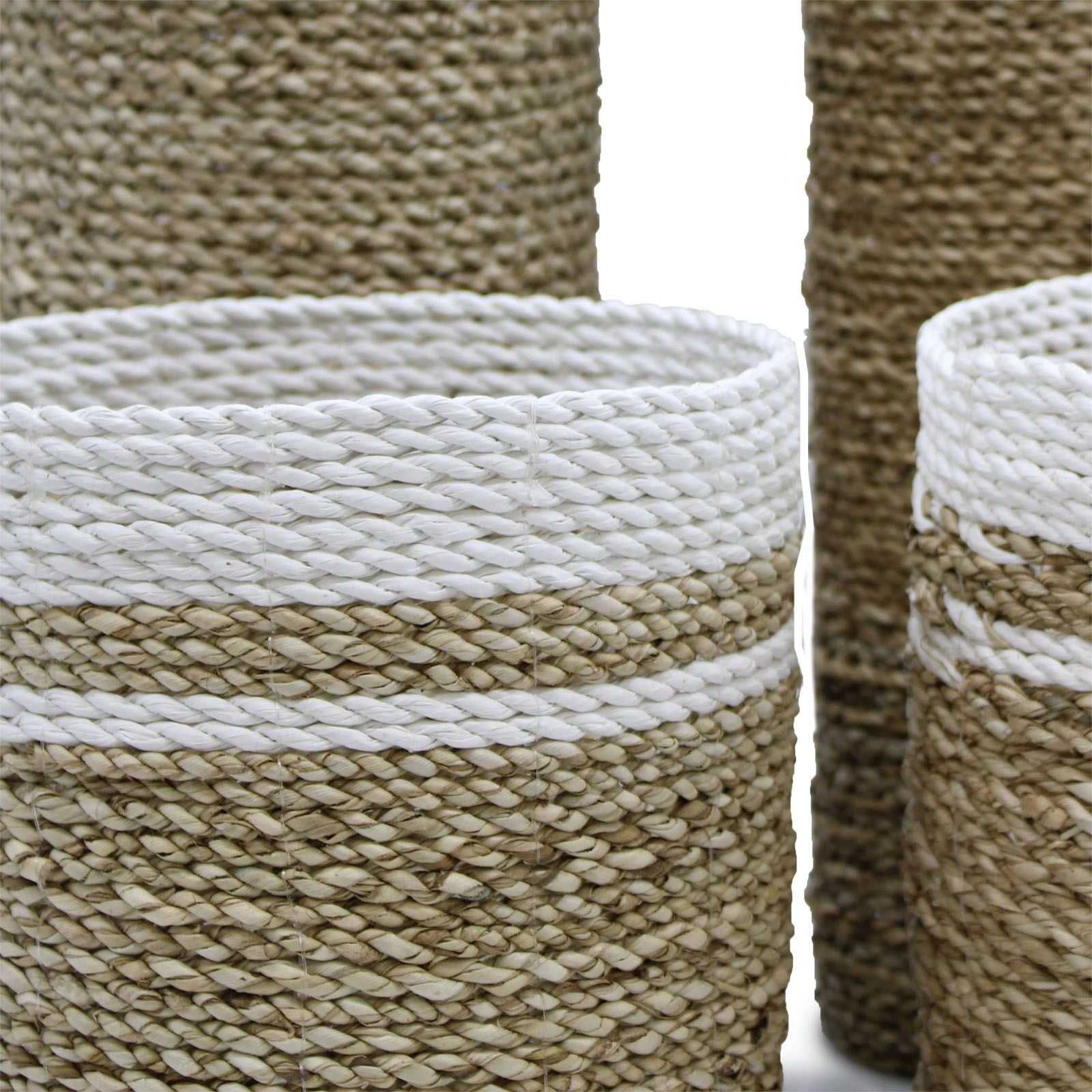 Seagrass Set of 2 Vases and 2 Bins for Stylish Storage Solutions