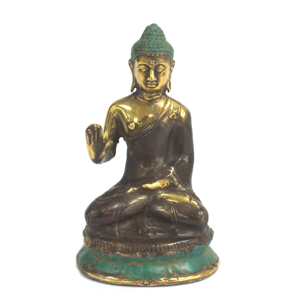 Med Hand Up Sitting Buddha Brass Fengshui Decor for Home Serenity