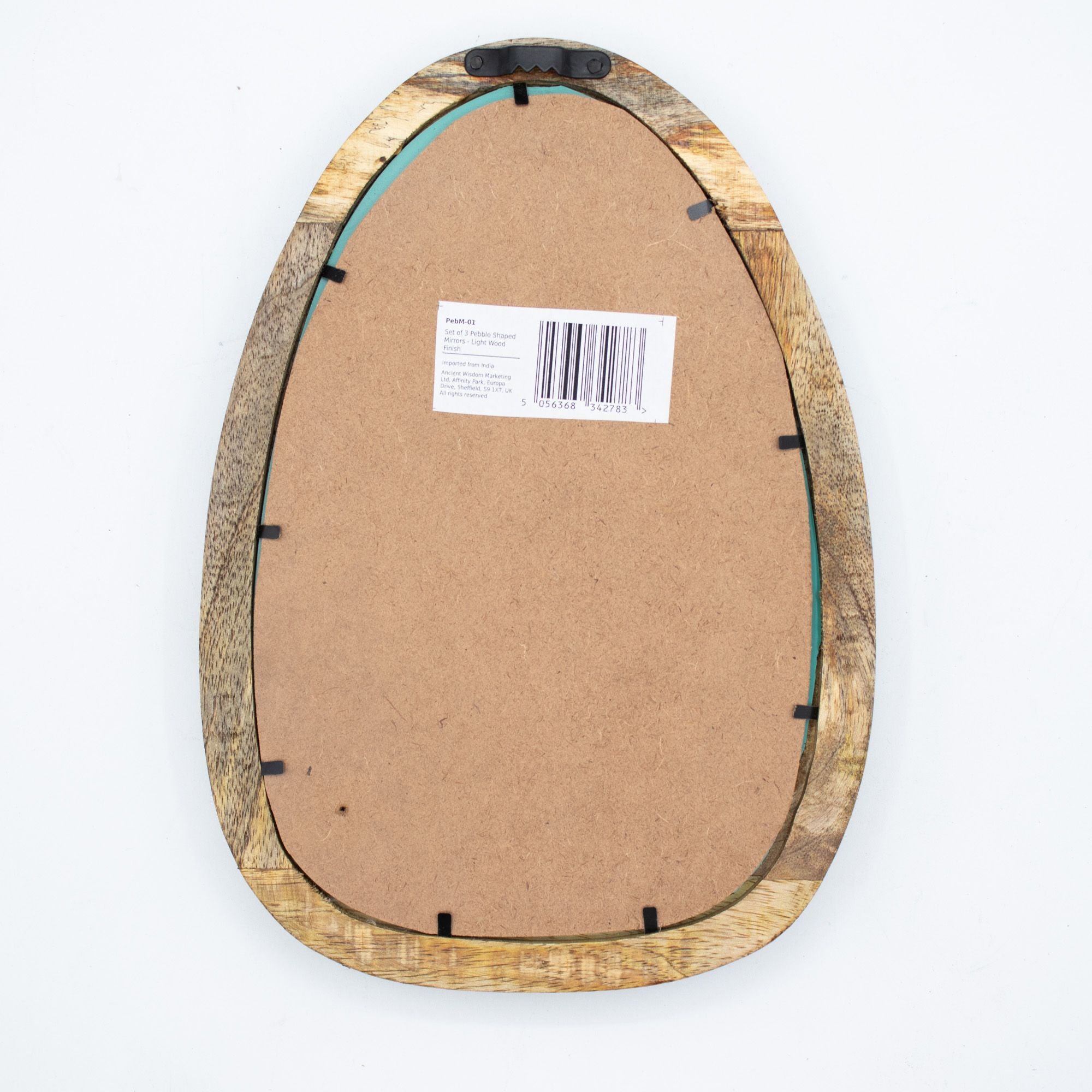 Set of 3 Pebble Shaped Mirrors in Light Wood Finish for Home Decor